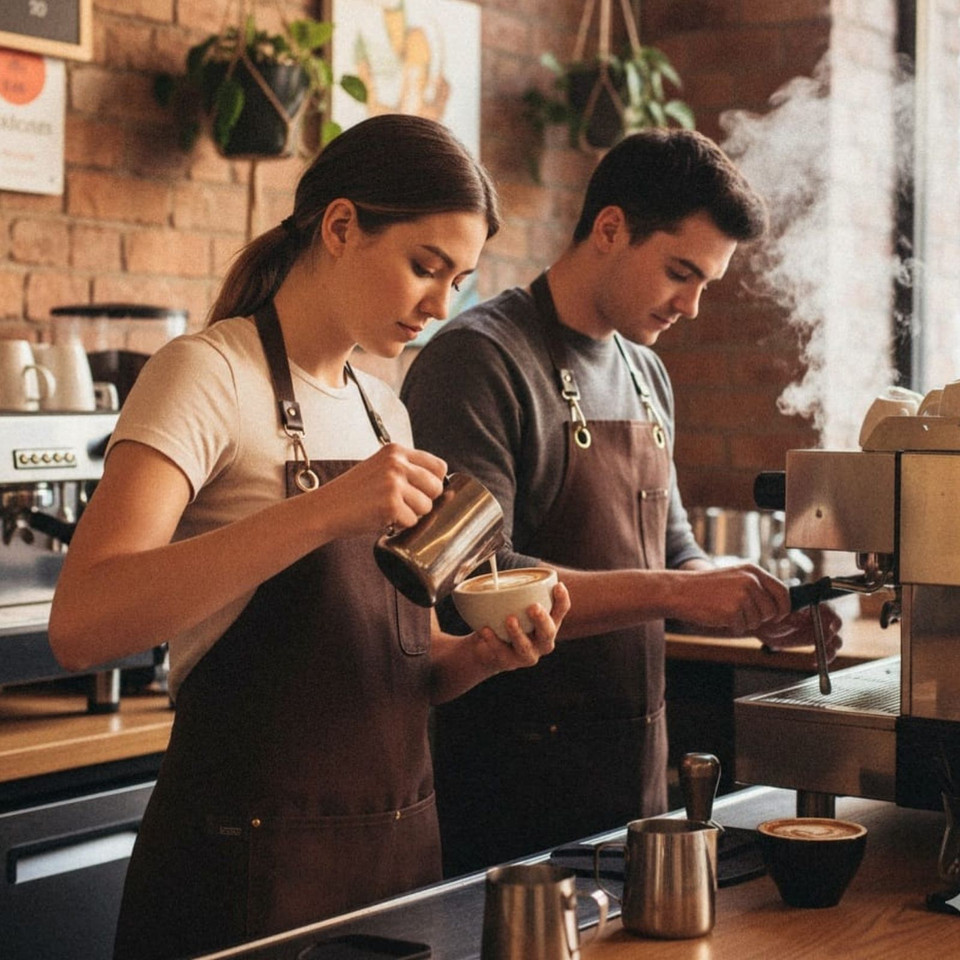 IGGY  Brass Eyelet Canvas Apron with PU Strap - Hospitality Uniform