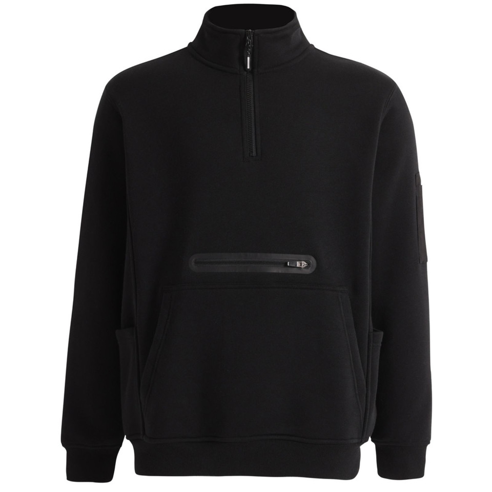 Unisex Premium Fleecy Half Zip Work Sweater - Black