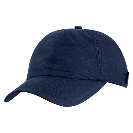 Navy structured cap with curved brim and adjustable back strap