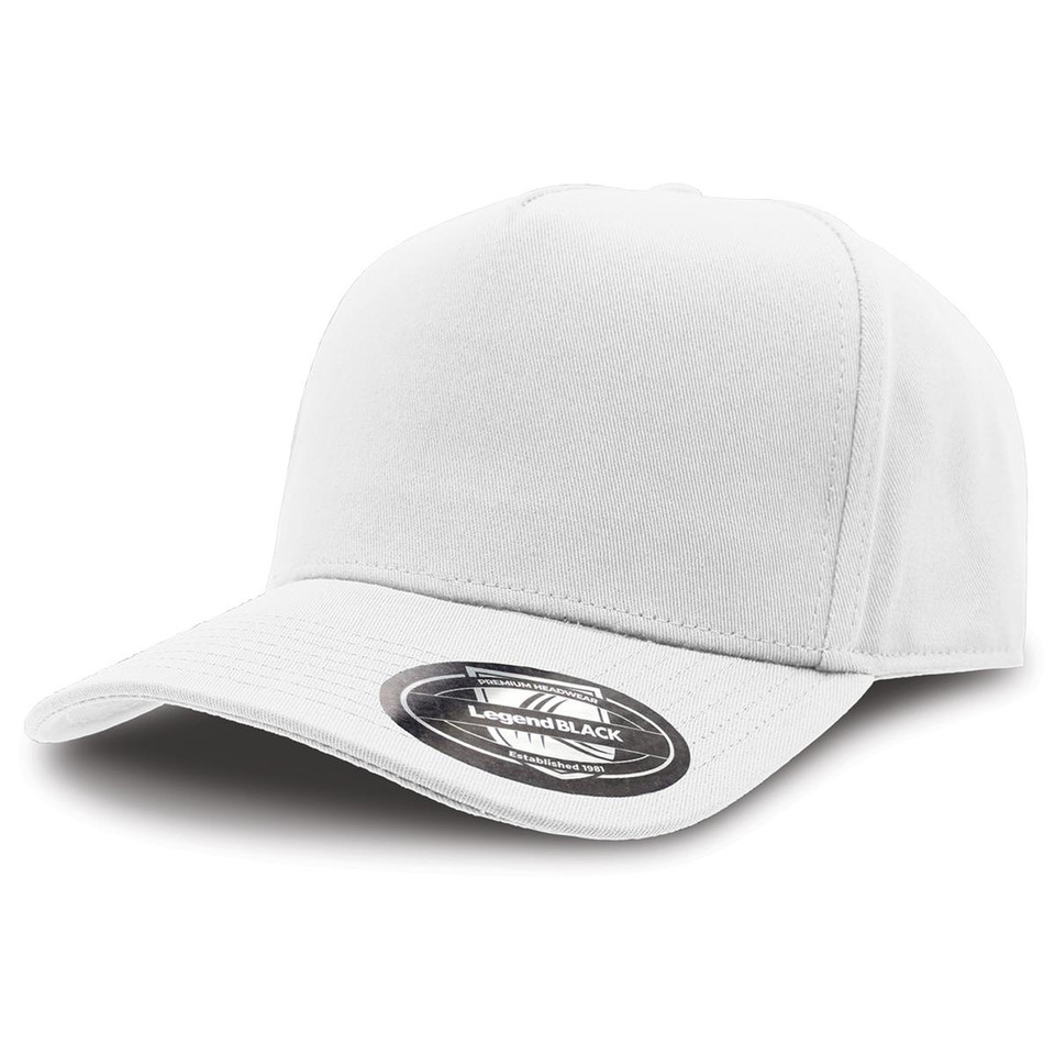 Drift Iconic High Crown Snapback Cap in classic white. Structured A-frame style blank cap with an adjustable closure, perfect for custom streetwear or promotional branding.
