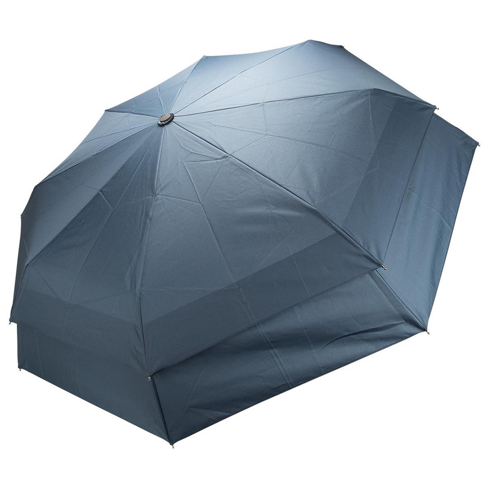 Steel blue vented compact umbrella with windproof canopy design and eight reinforced panels