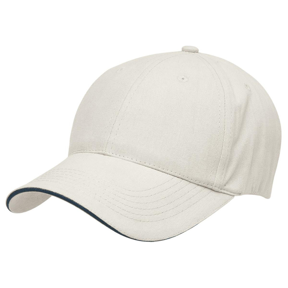 Premium Soft Sandwich Peak Cap - Chalk White/Navy Premium Soft Sandwich Peak Cap - Chalk White/Navy