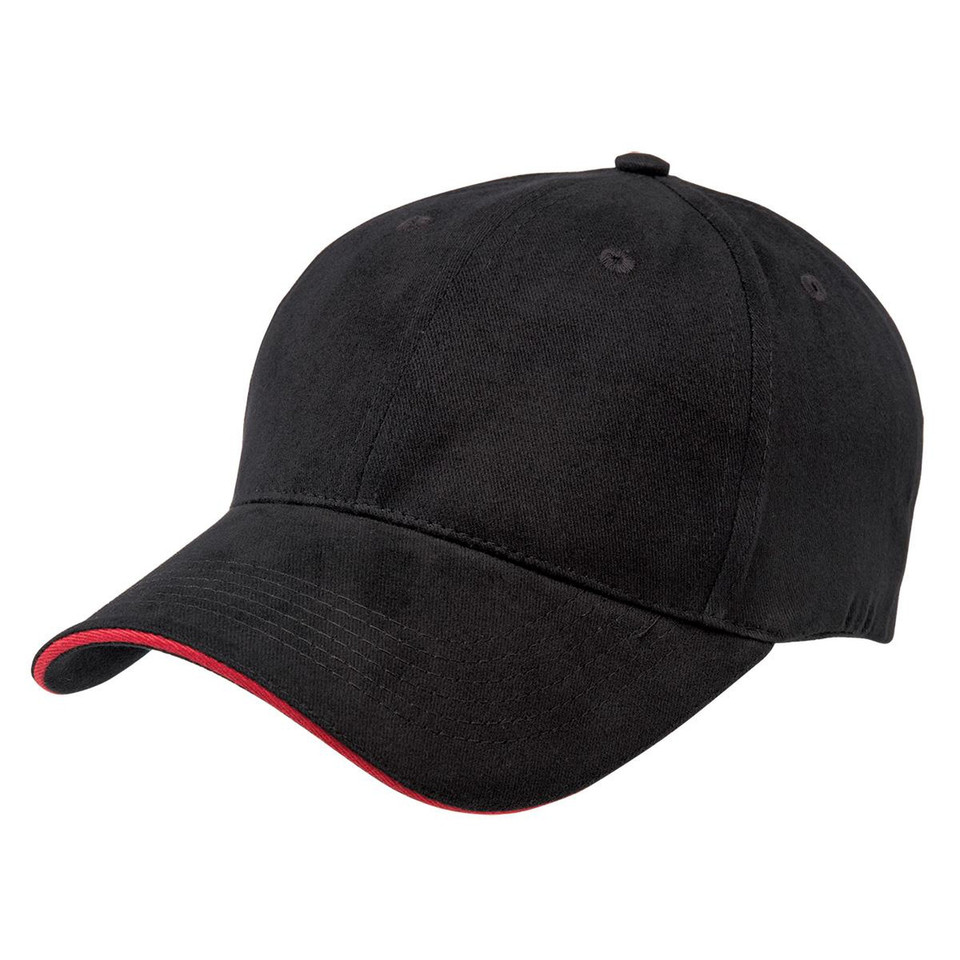 Premium Soft Sandwich Peak Cap - Black/Red Premium Soft Sandwich Peak Cap - Black/Red