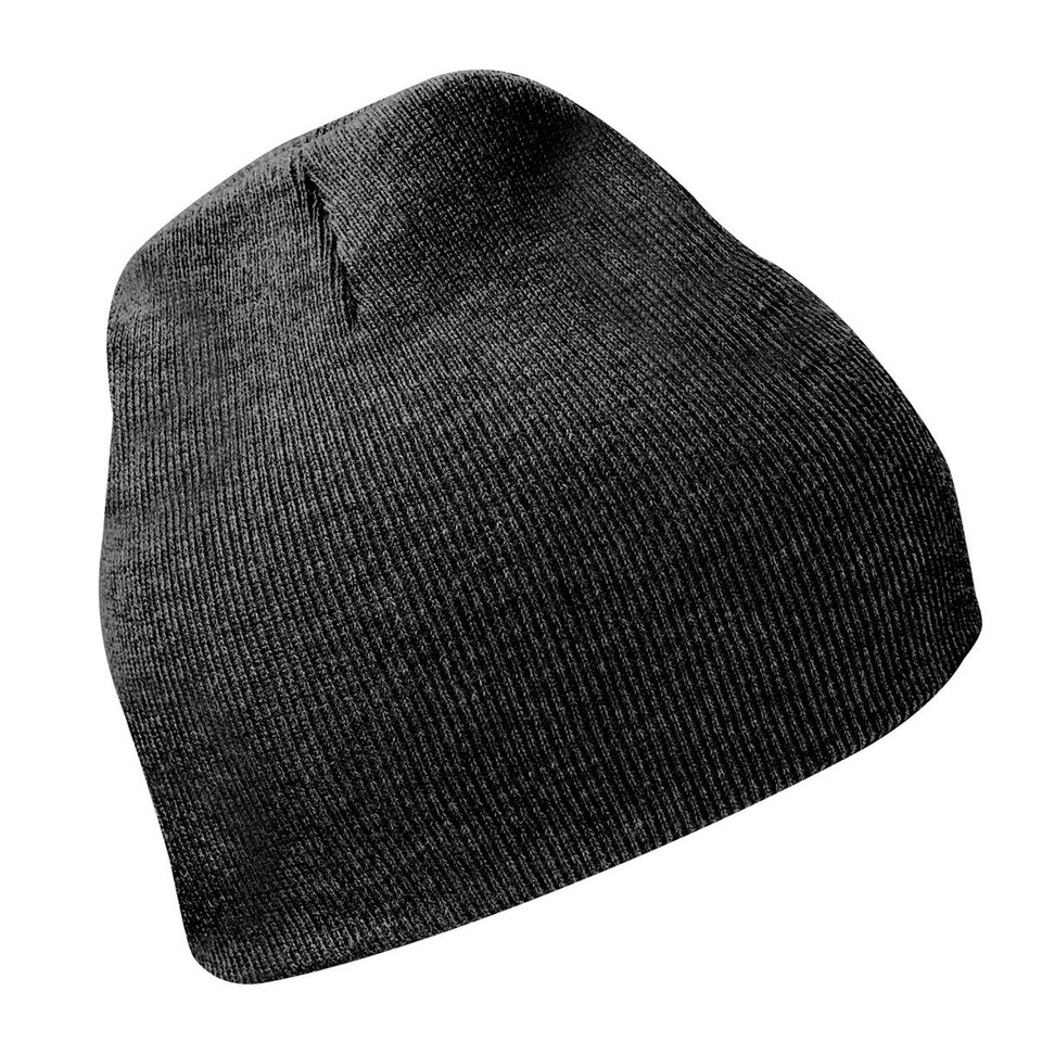 Double-Layer Heathered Knit Beanie - Charcoal Heather