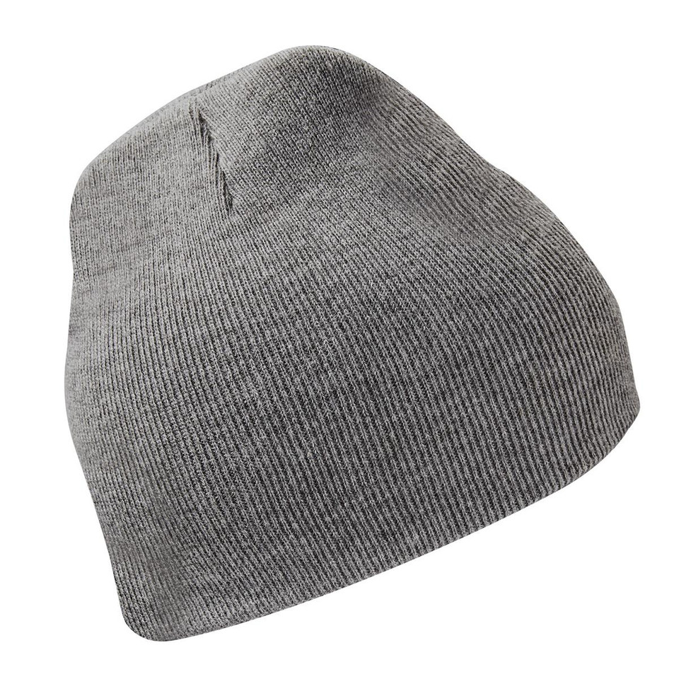 Double-Layer Heathered Knit Beanie - Granite Heather