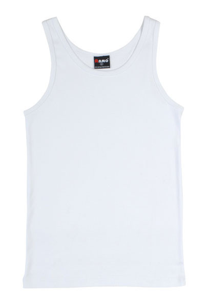 White JOSH Men's Plain Regular Fit Singlet, a basic cotton tank top for men, ideal for casual summer wear, beach activities, or as an undershirt.