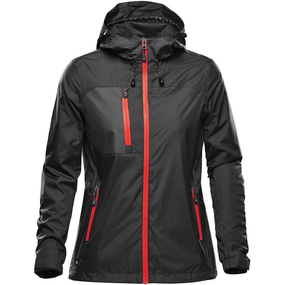 Women's Waterproof Shell Jacket - Black/Bright Red
