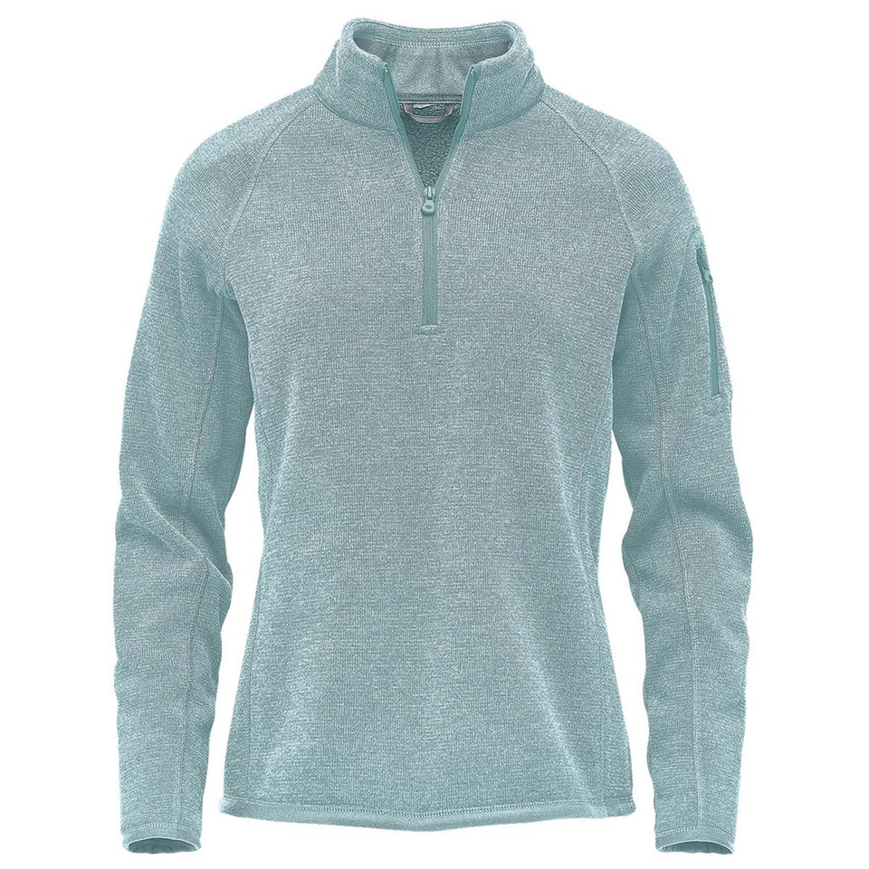 Ladies Sustainable Fleece 1/4 Zip Pullover - Ice Blue Heather