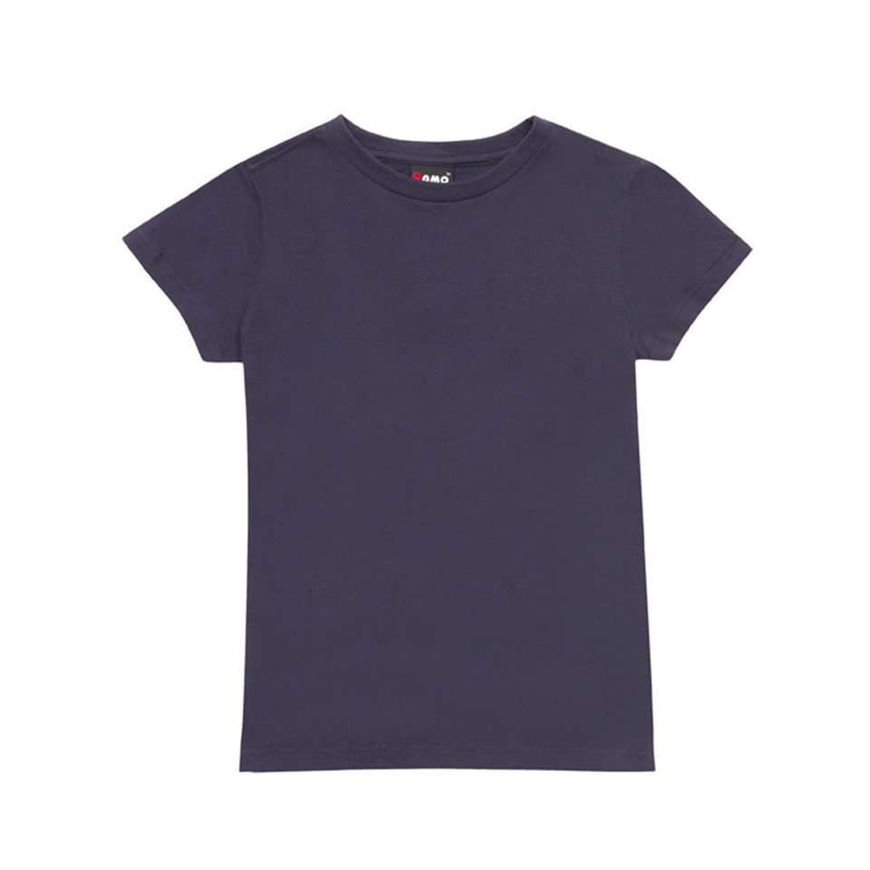 Navy slim fit women's crew neck t-shirt, short sleeves, smooth flat front panel, packshot