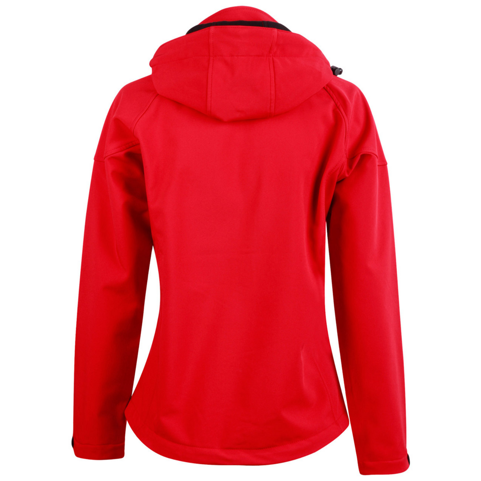 ASPEN Womens Soft Shell Hooded Jacket Red Black 2 WS-JK34 Blank Clothing