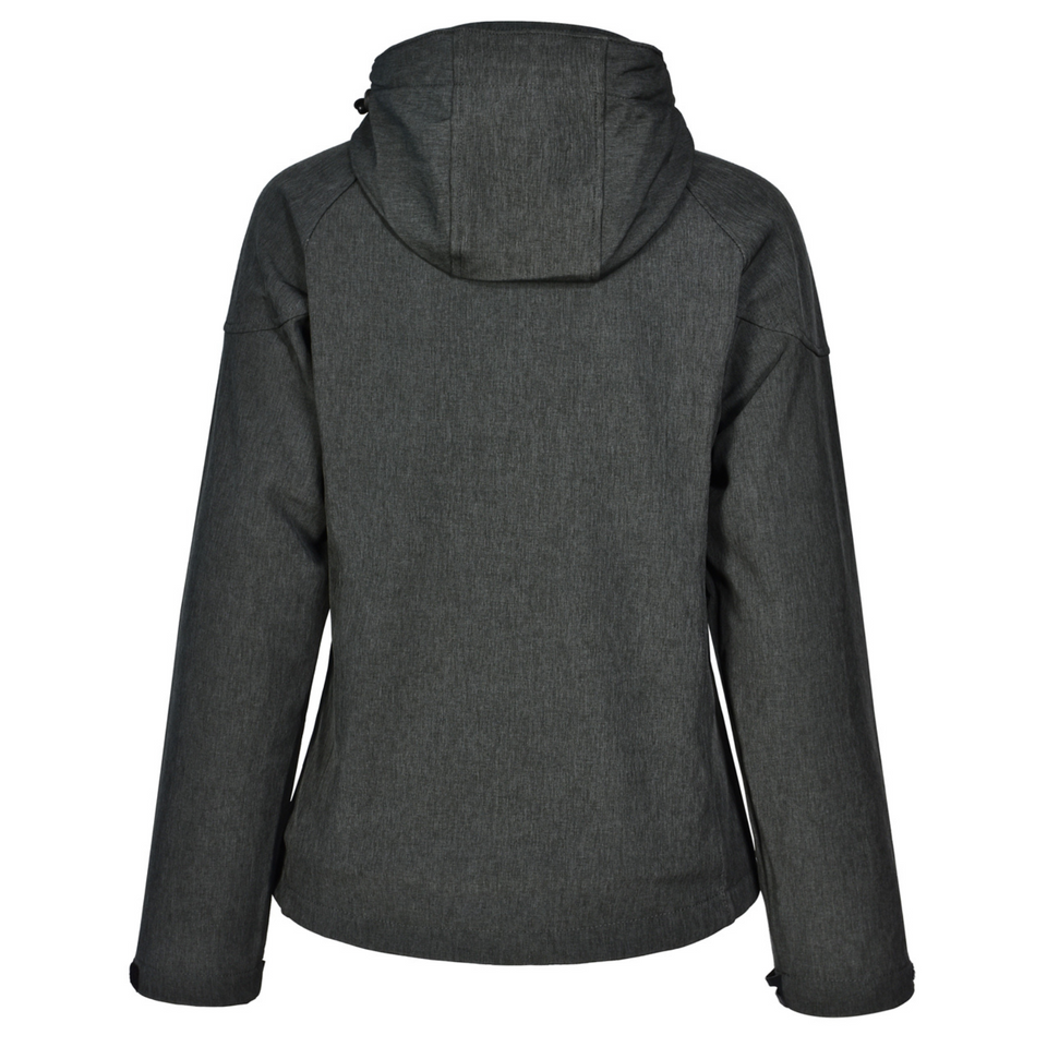 ASPEN Womens Soft Shell Hooded Jacket Marl Charcoal 2 WS-JK34 Blank Clothing