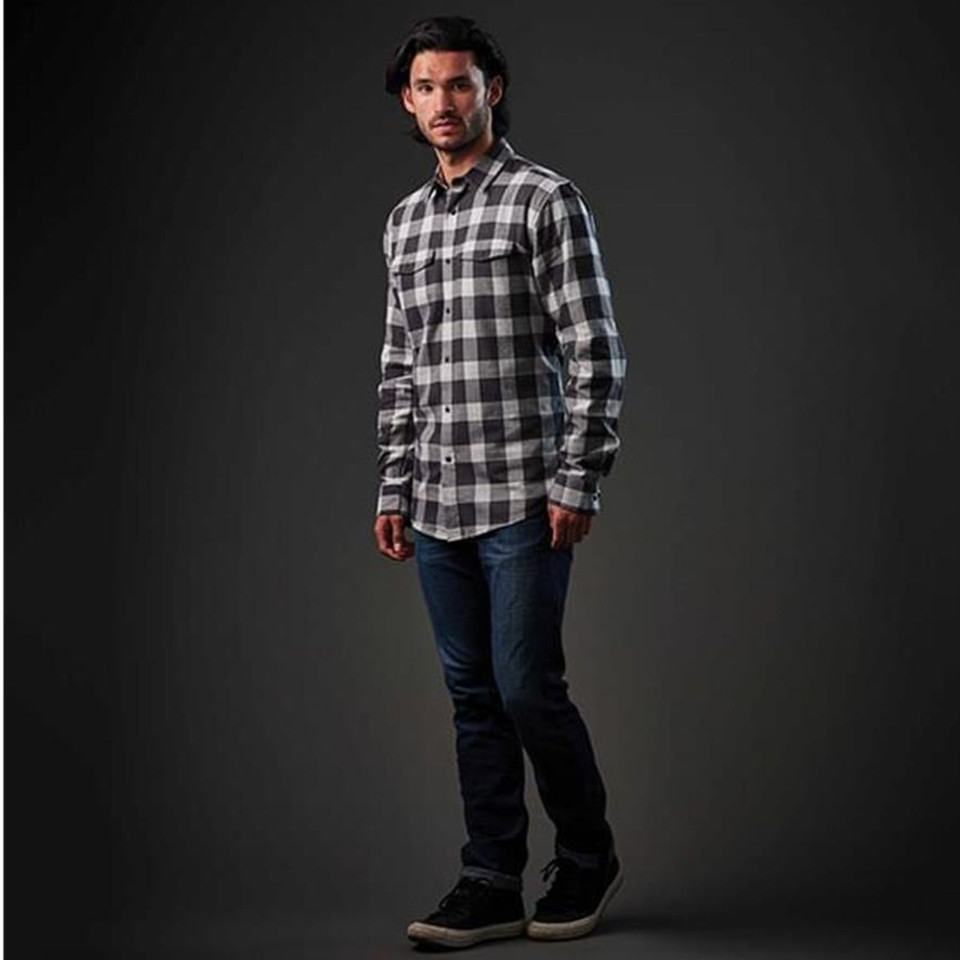 Men's Cotton-Blend Snap-Front Plaid Shirt