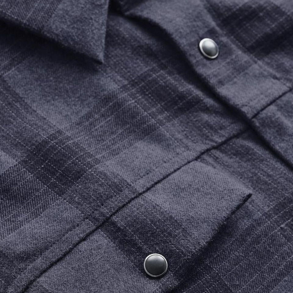 Men's Cotton-Blend Snap-Front Plaid Shirt
