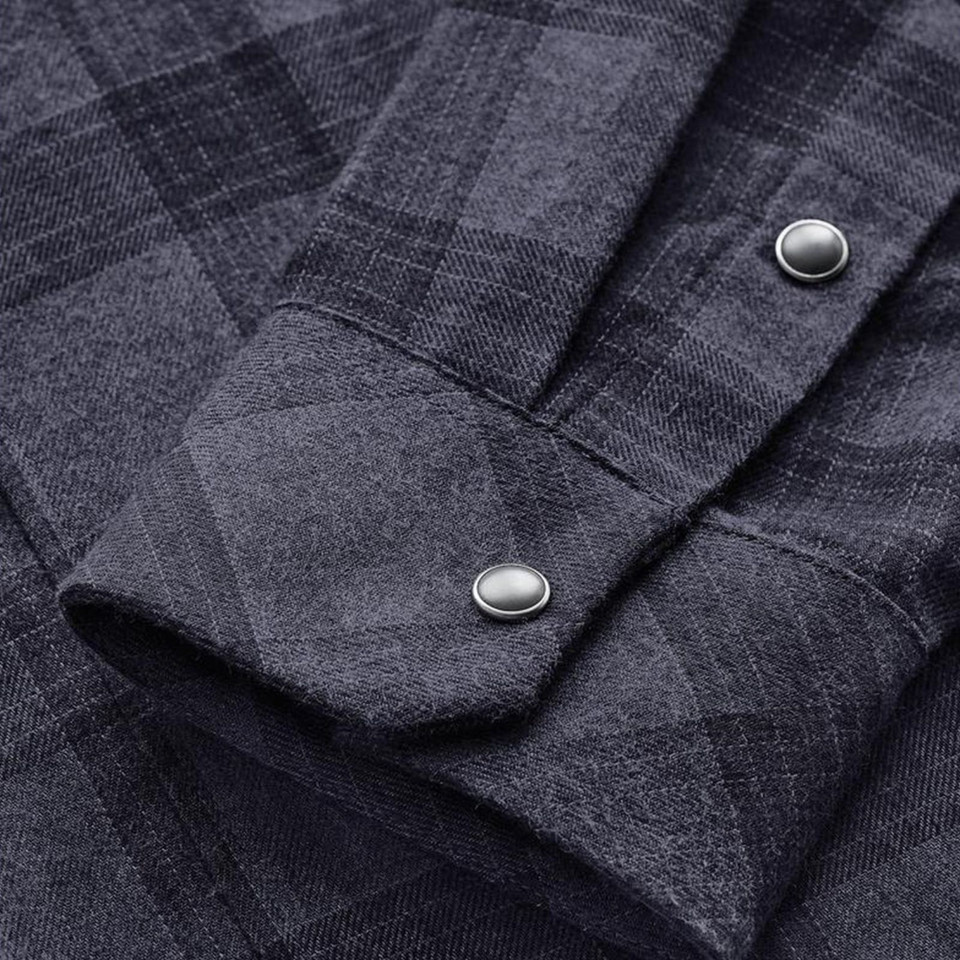 Men's Cotton-Blend Snap-Front Plaid Shirt