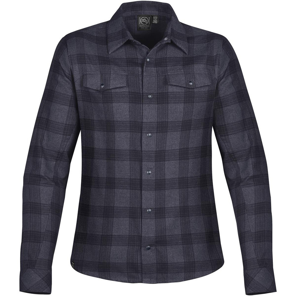 Women's Cotton-Blend Snap-Front Plaid Shirt | Navy Plaid