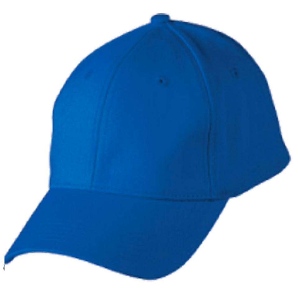 Royal blue kids structured baseball cap with curved brim and six-panel crown