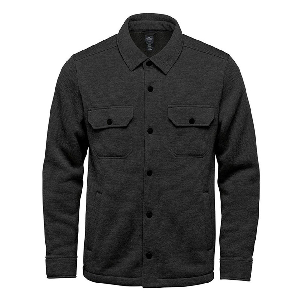 Unisex Recycled Fleece Shirt Jacket | Black Heather