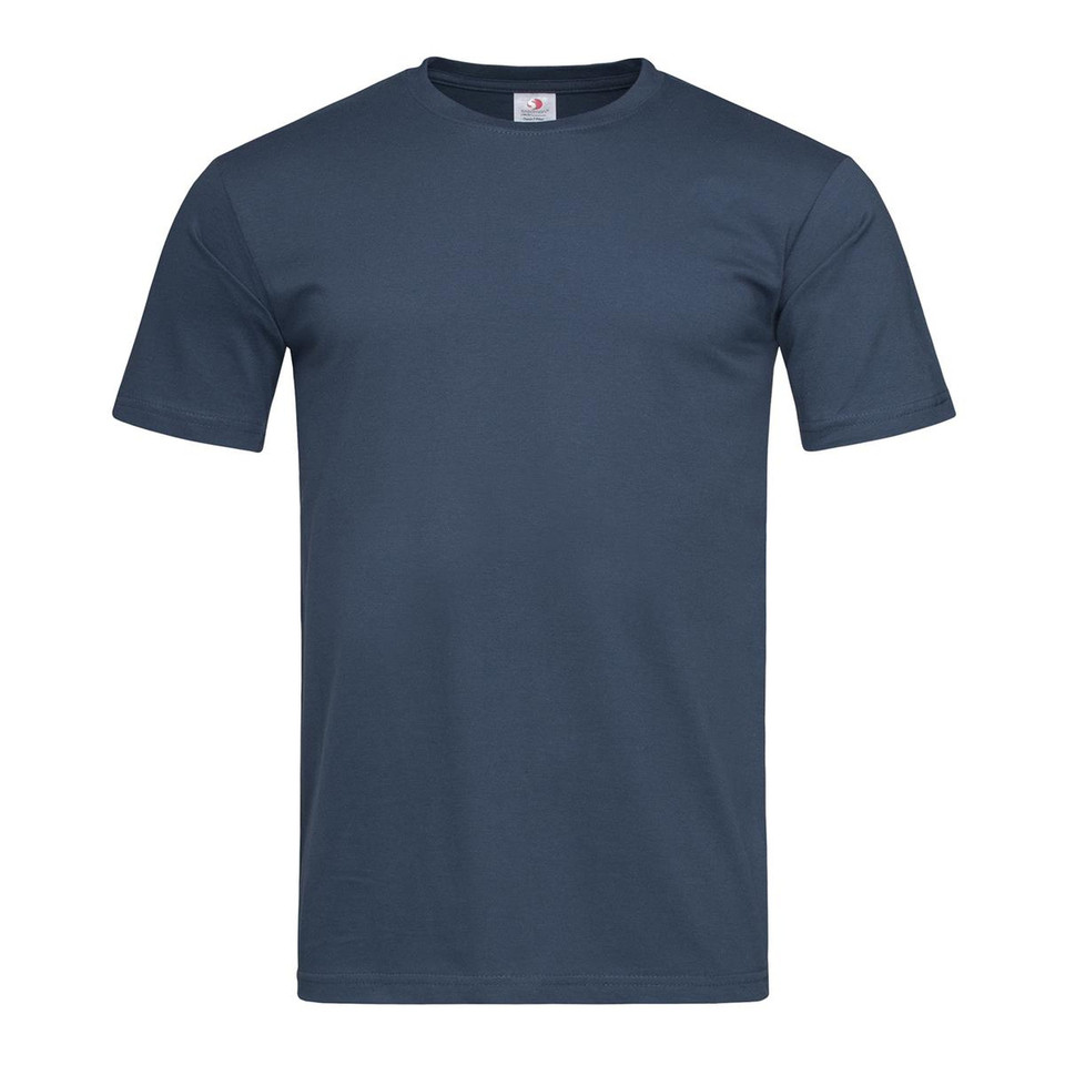 Slate grey crew neck t-shirt with short sleeves and smooth cotton fabric ideal for decoration
