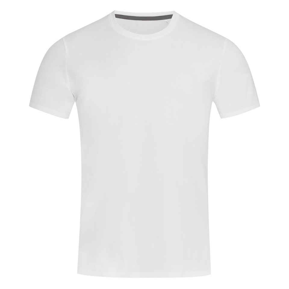 Men's Rib collar Crew Neck T-Shirt - White