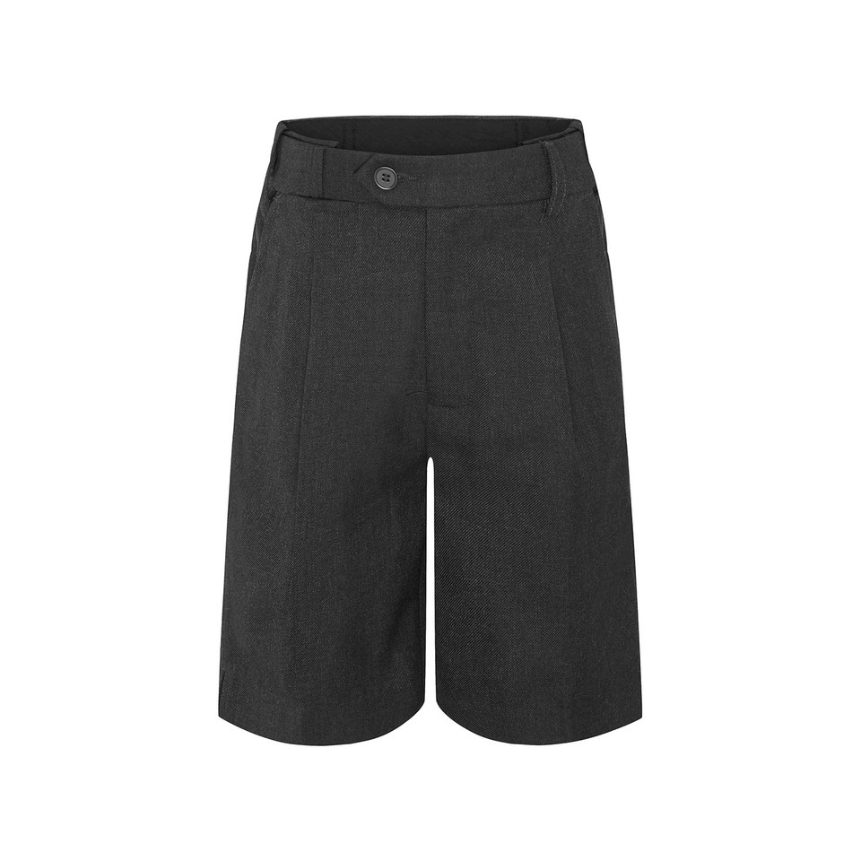 Premium Formal Single Pleat School Shorts - Dark Grey Melange