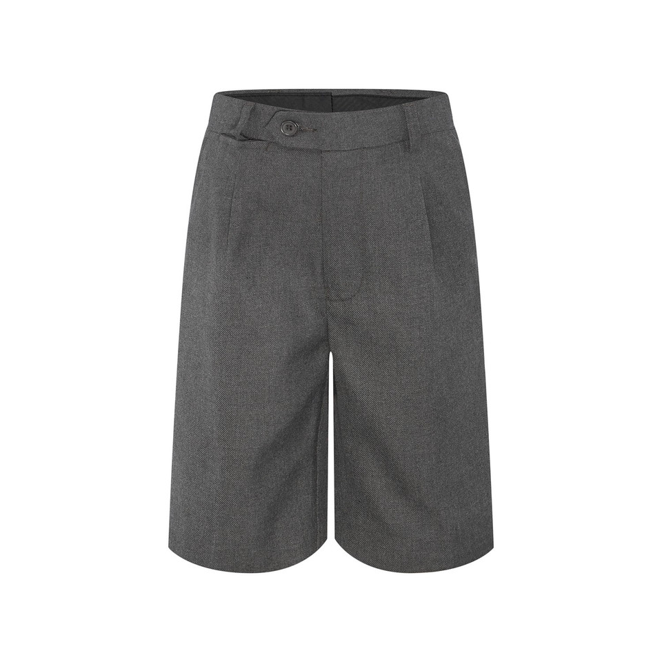 Premium Formal Single Pleat School Shorts - Light Grey Melange