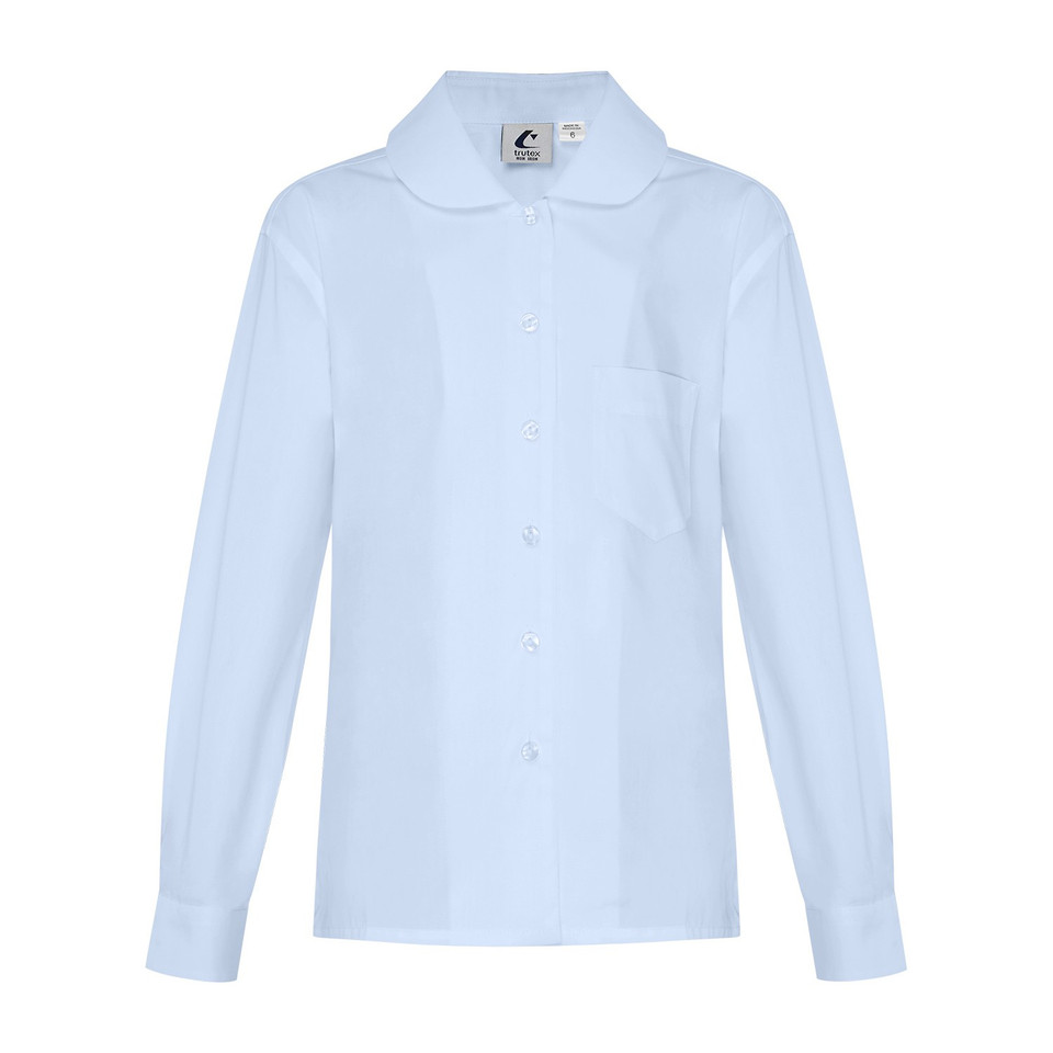 Long Sleeve Blouse with Peter Pan Collar - Light Blue