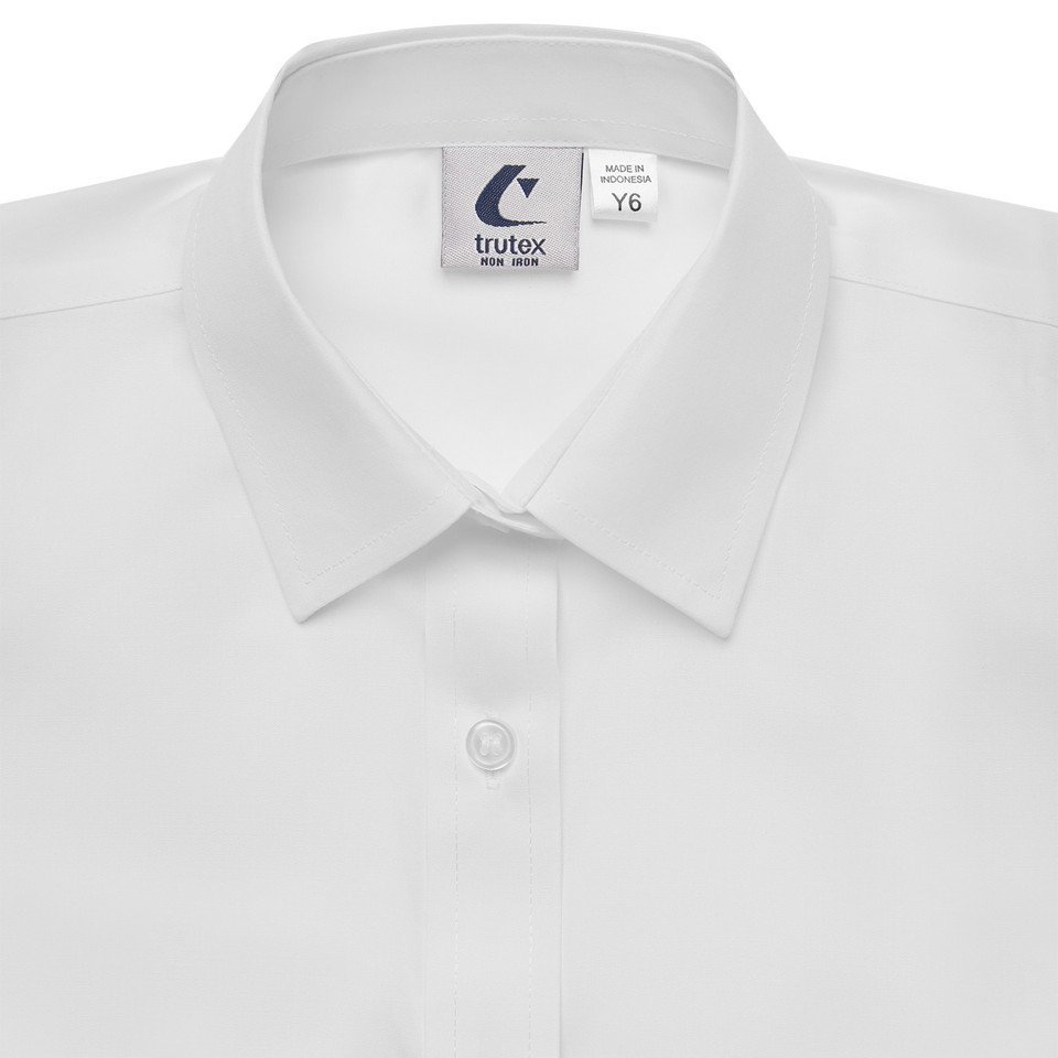 Easy Care Short Sleeve School Blouse | No-Iron - Button-up Collar Detail