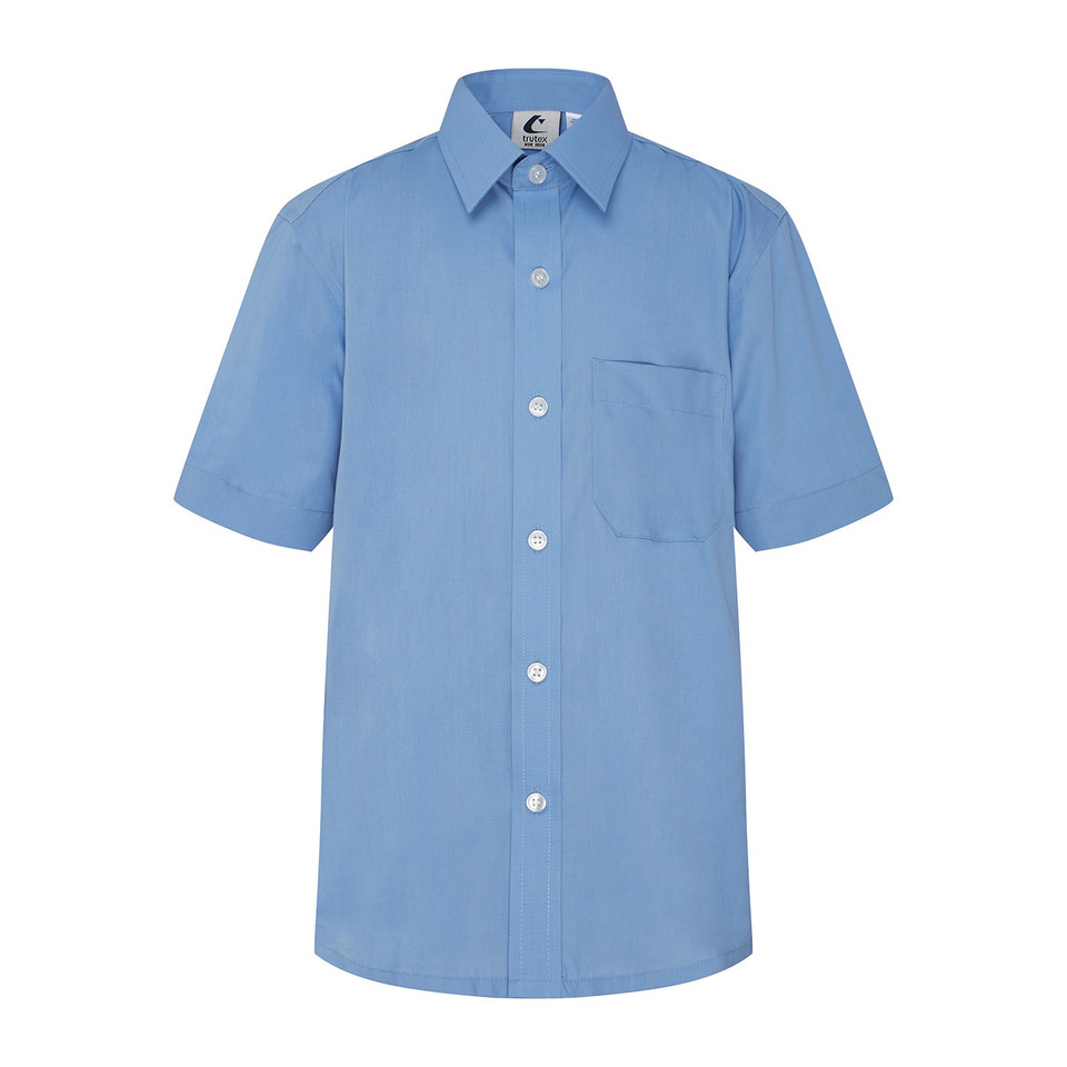 Short Sleeve Shirt with Button Up Collar - Dark Blue