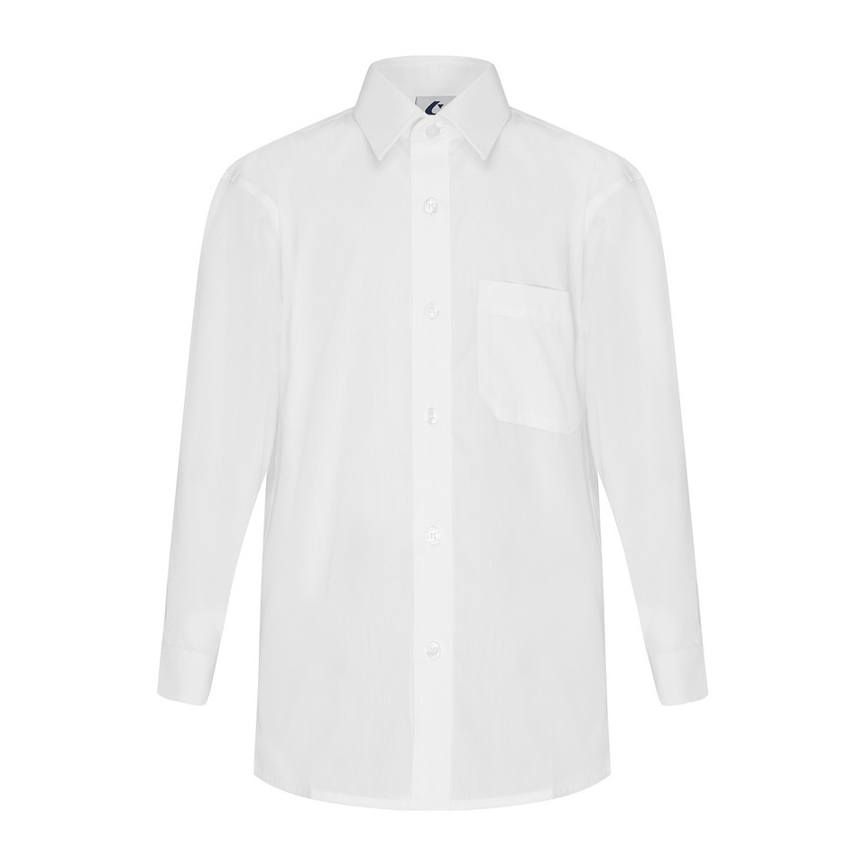 Long Sleeve Shirt with Button Up Collar - White
