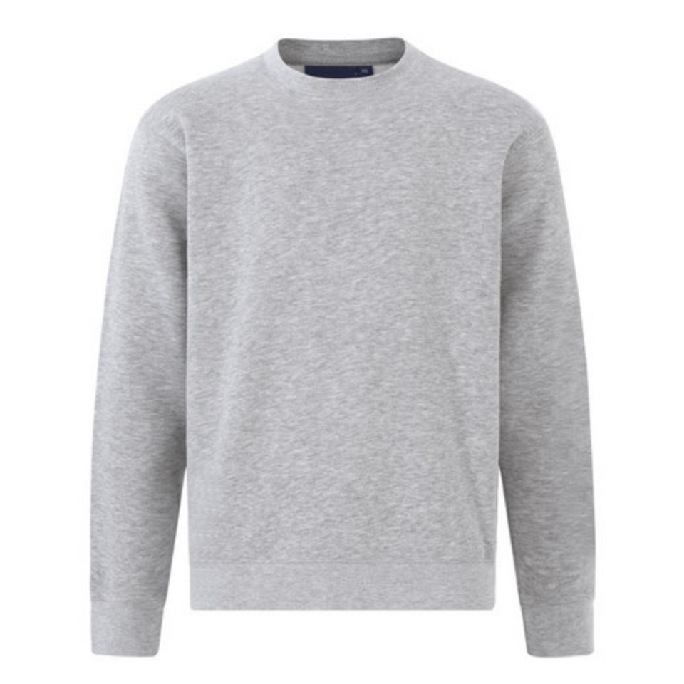 Plain EAGLE cotton-rich sloppy joe sweater (pullover) in grey, featuring a crew neck and brushed fleece interior, ideal for customization or casual wear.