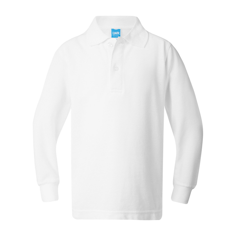 Kids & Adults Long Sleeve School Polo - White