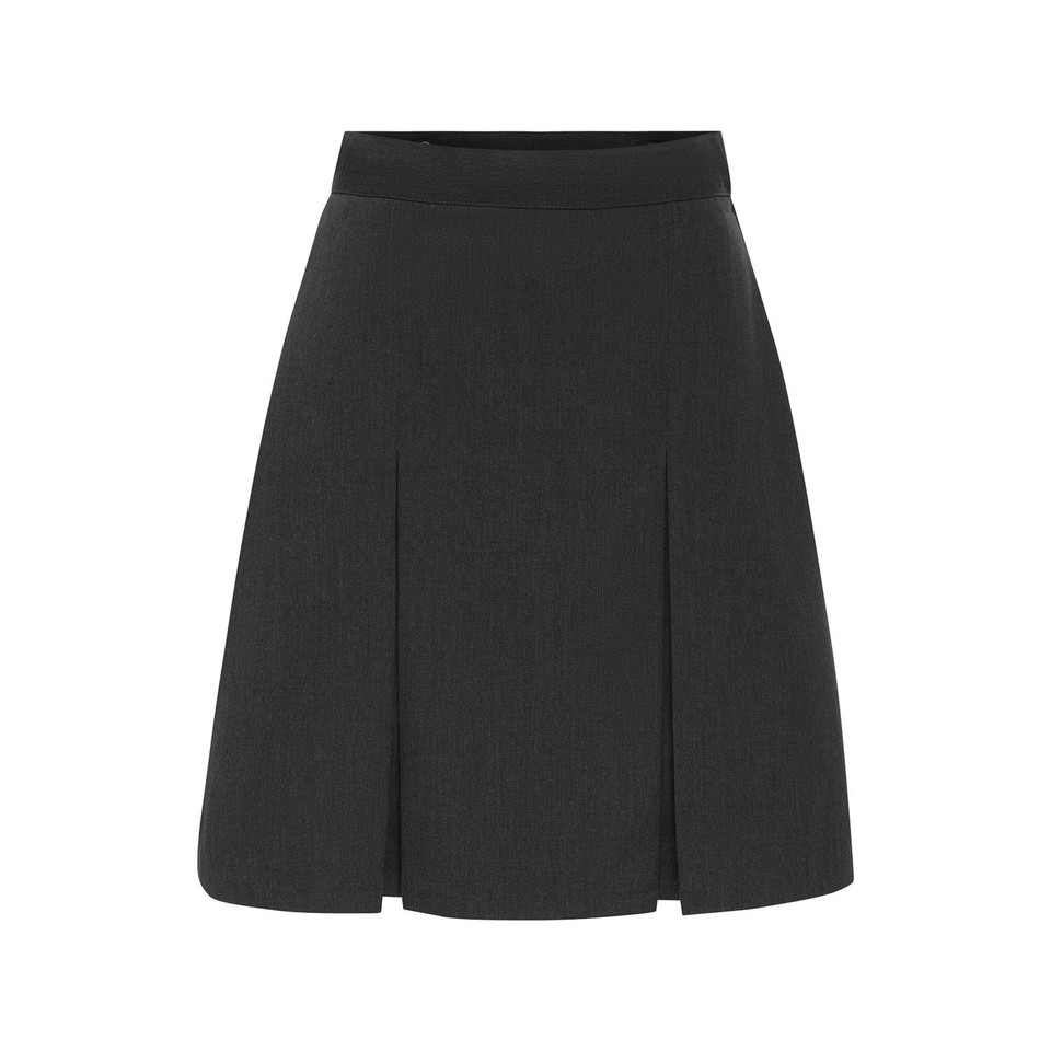School Skirt with Box Pleats - Dark Grey Melange