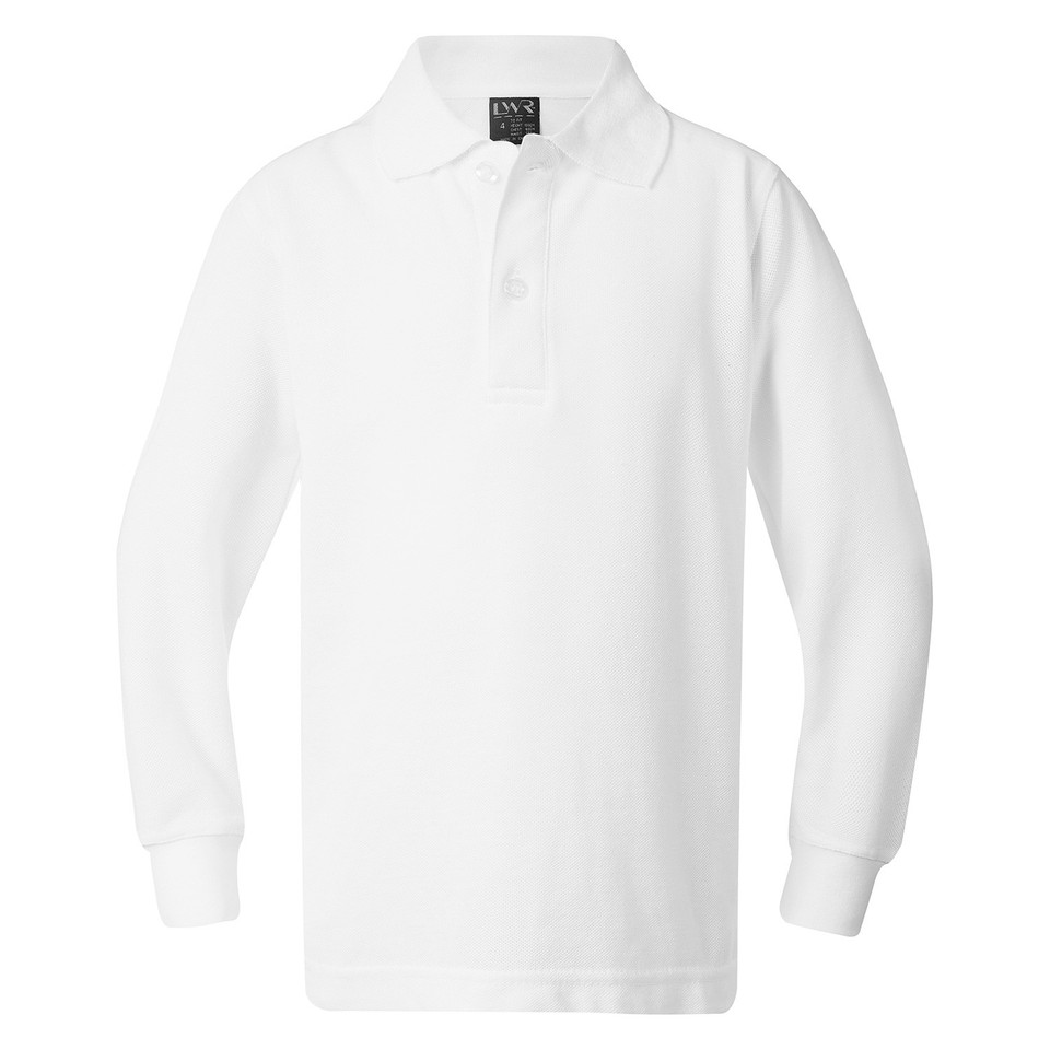 Kids & Adults Long Sleeve Durable Polo Shirt - White