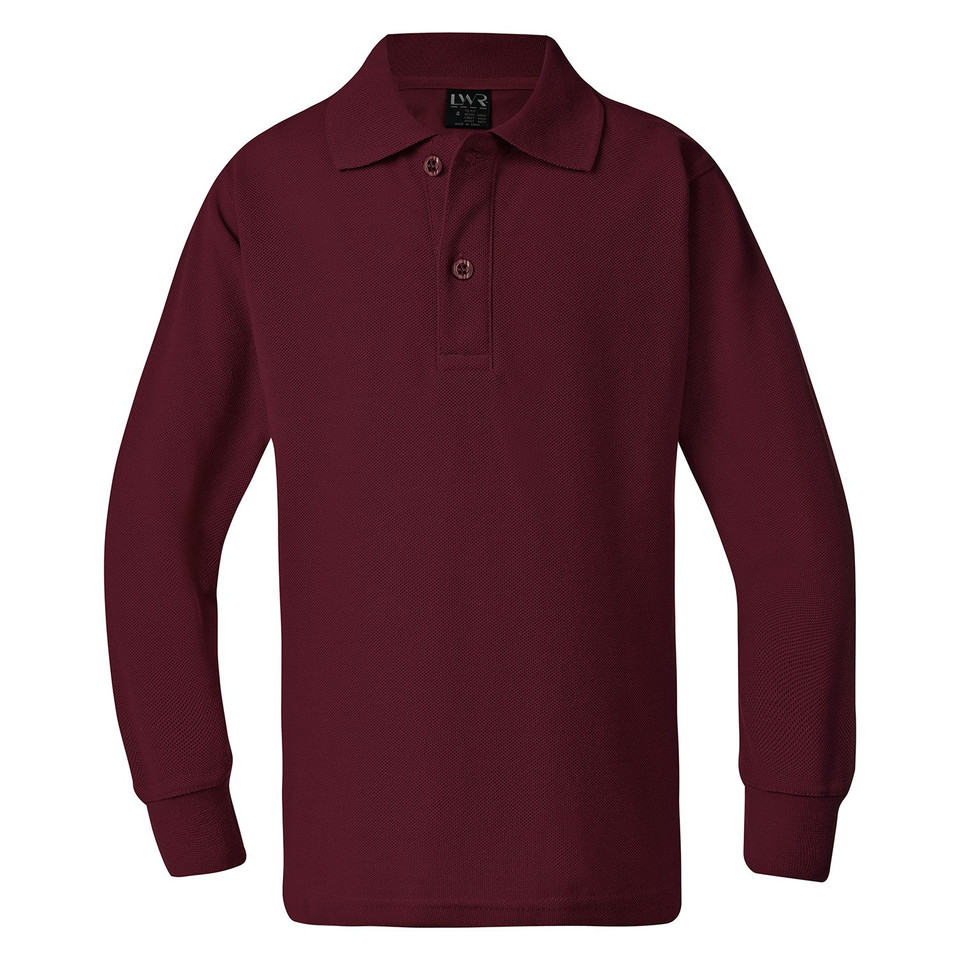Kids & Adults Long Sleeve Durable Polo Shirt- Maroon