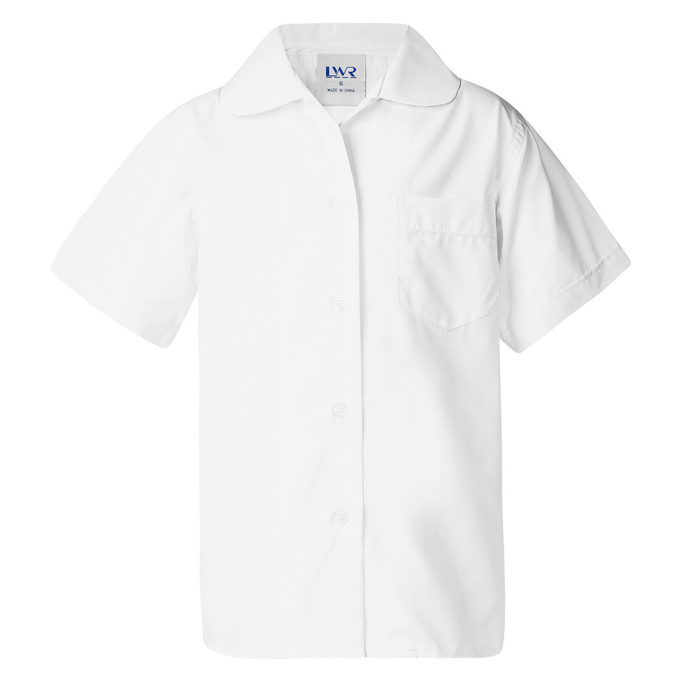 Shop White Peter Pan-Collar Short Sleeve School Blouse