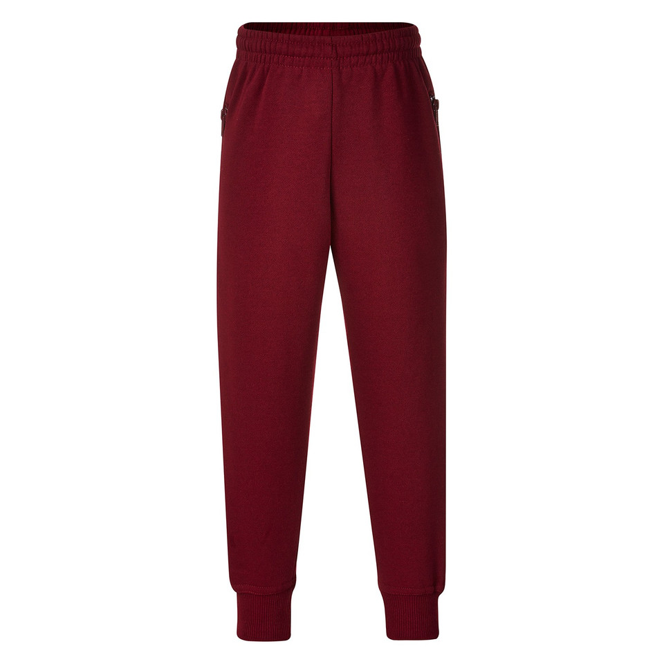 Kids Fleecy Straight Leg Track Pants - Dark Maroon