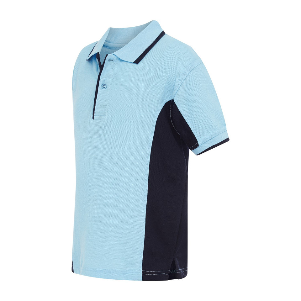Shop Kids Team Side-Panel School Polo - Sky/Dark Navy