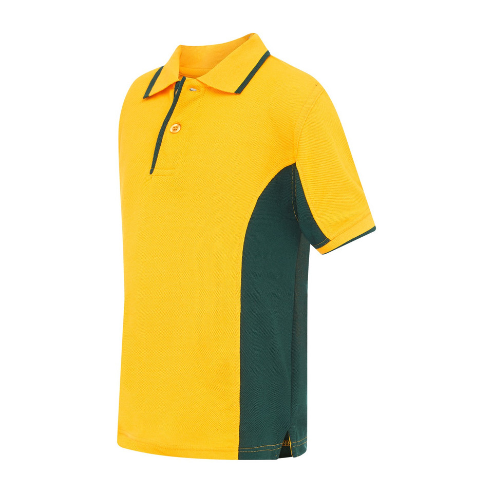 Shop Kids School Side-Panel School Polo - Gold/Bottle