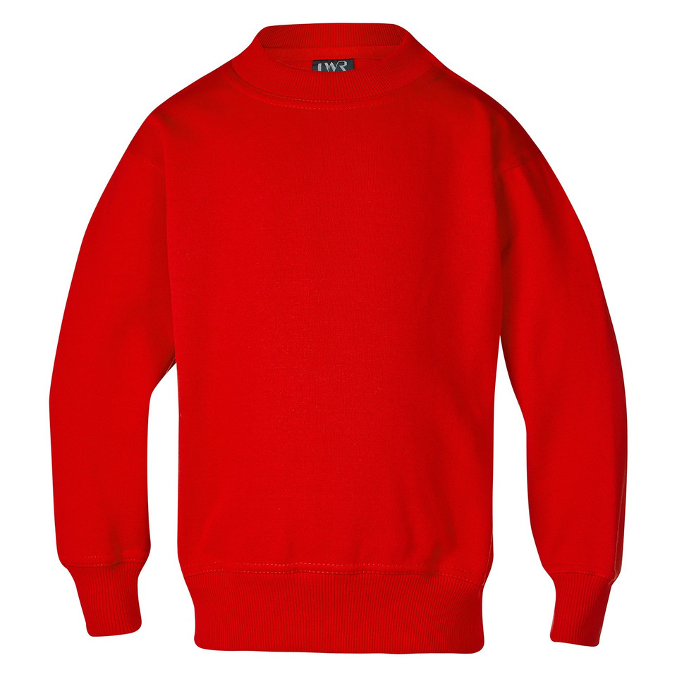 School Fleecy Crew Neck Sweatshirt - Red