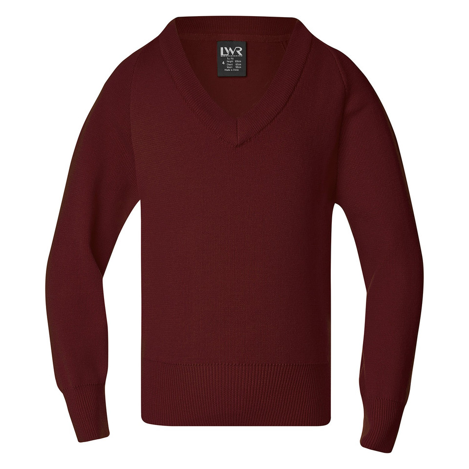 School Kids V-neck Pullover - Dark Maroon