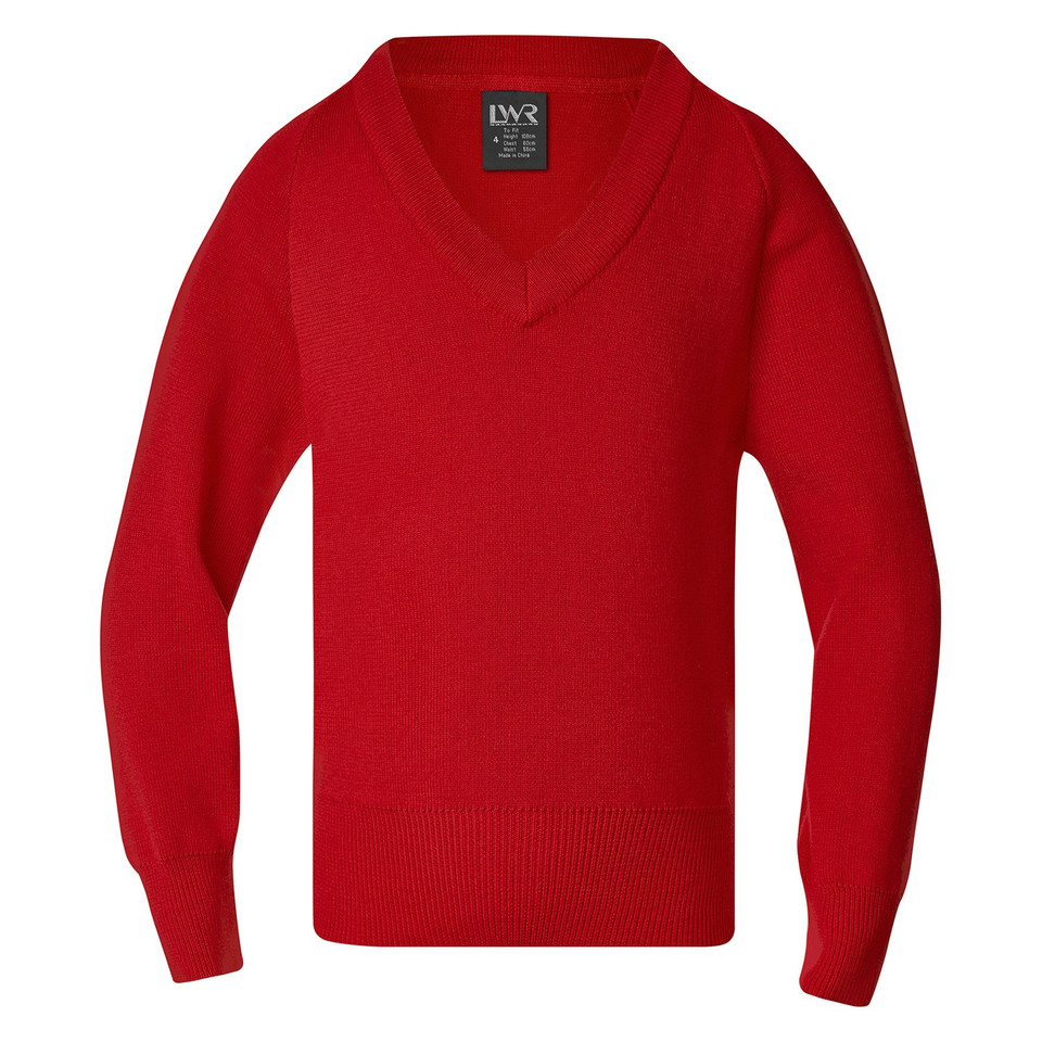 School Kids V-neck Pullover Jumper - Red
