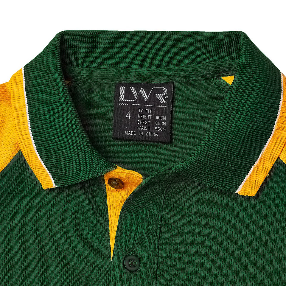 Bulk Buy Kids Contrast Panel Sports Polo - Collar