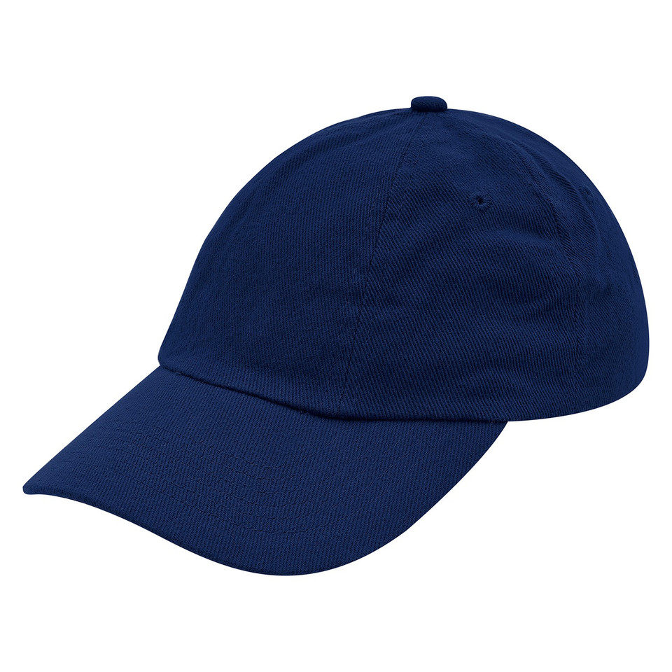 Navy blue kids cotton baseball cap with unstructured low-profile crown and curved brim