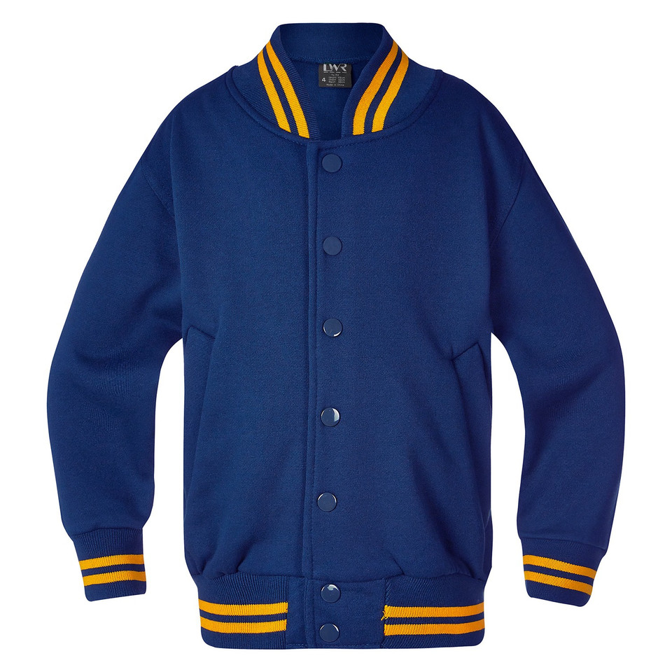 Kids/Youth School Stud-Front Bomber Jacket - Dark Royal/Gold