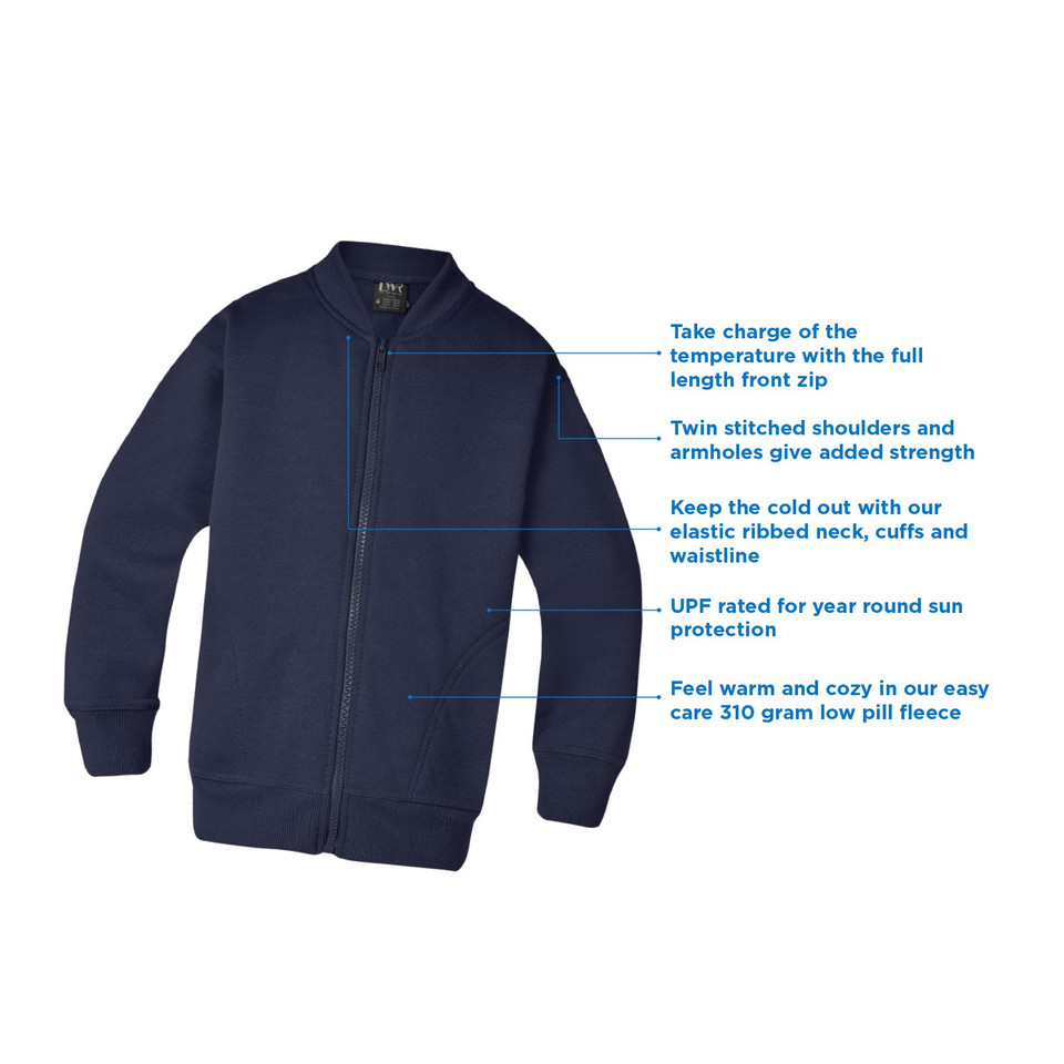 Kids/Youth Heavyweight Fleecy Zip Jacket - Features