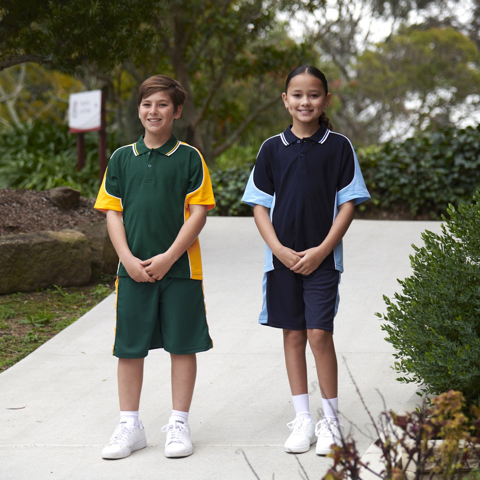 School Team Pique Knit Polo | Contrast Panel Sports Shirt with Piping