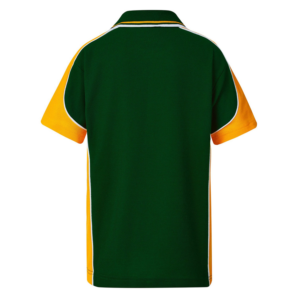 Kids Contrast Pique Knit Sports Polo Shirt - Back