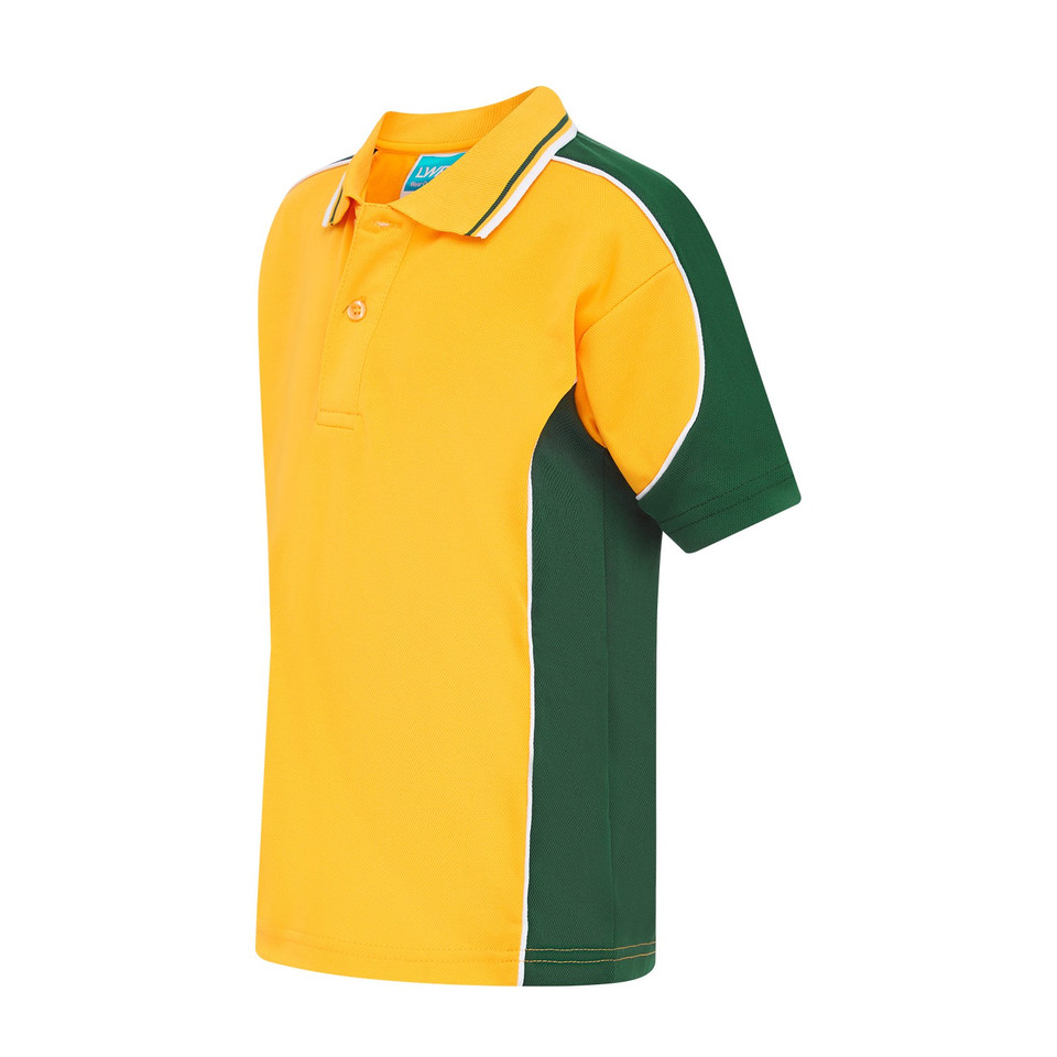 Cotton Back Team Sports Polo - Gold/Bottle