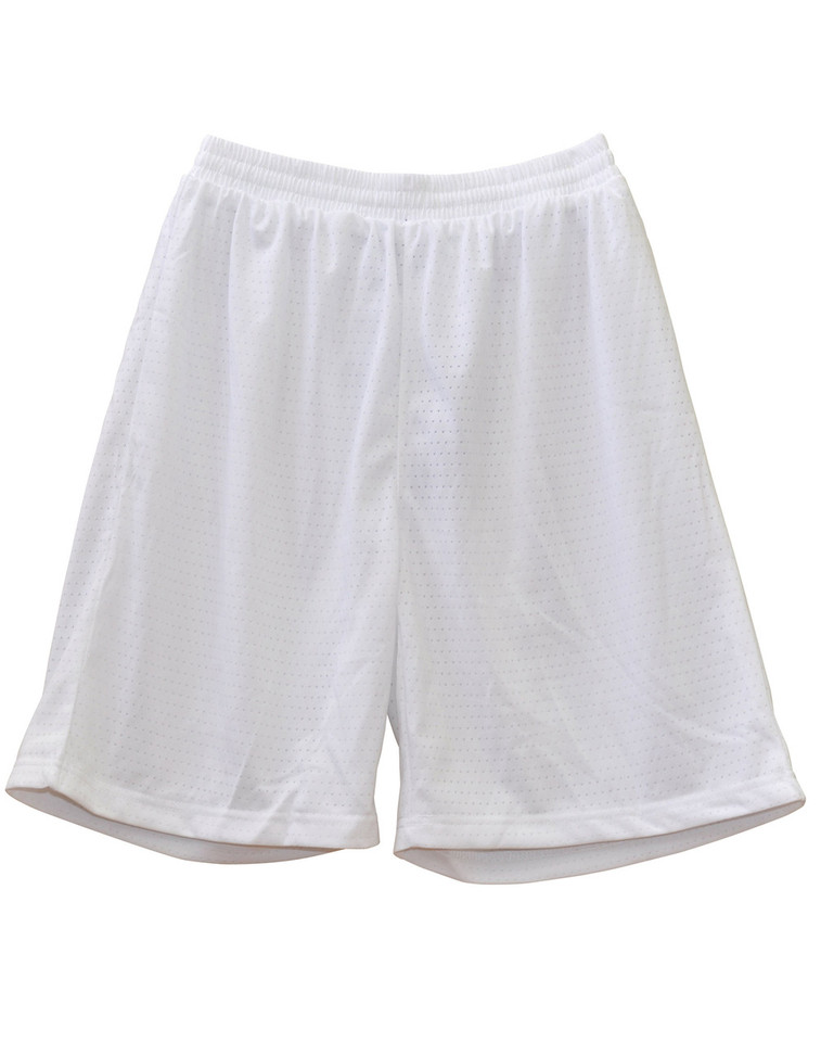 White kids basketball shorts with elasticated waistband and relaxed fit