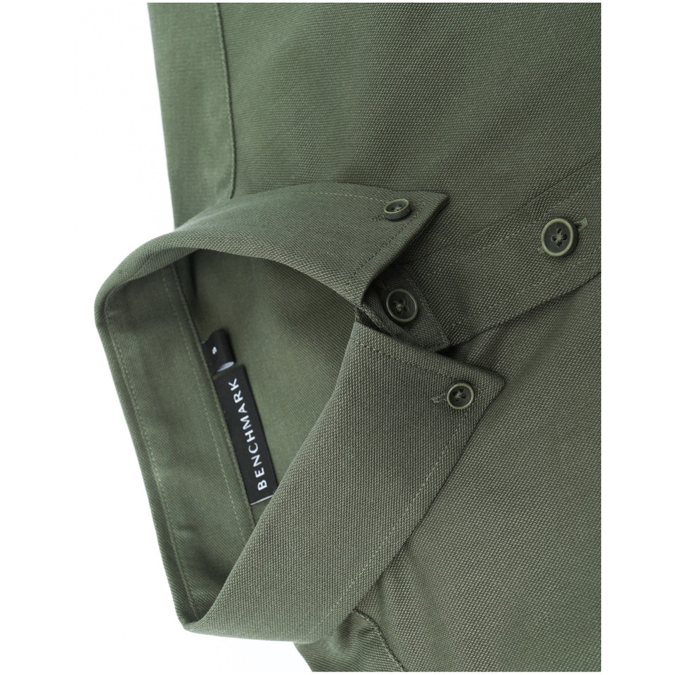 MONTROSE army green cotton blend long sleeve shirt for men in smart casual fit